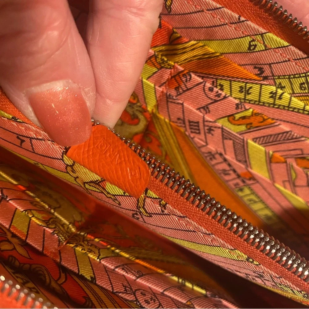 Hermes Vintage Orange Sun Silk’In Wallet
